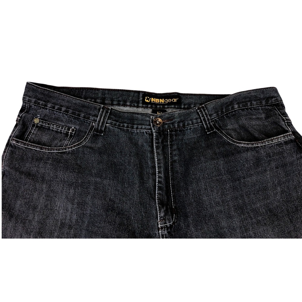 NBN Gear Mens‎ 46x32 Dark Blue Relaxed Wide Leg Raw Hem Denim Jeans Big and Tall - Picture 5 of 12